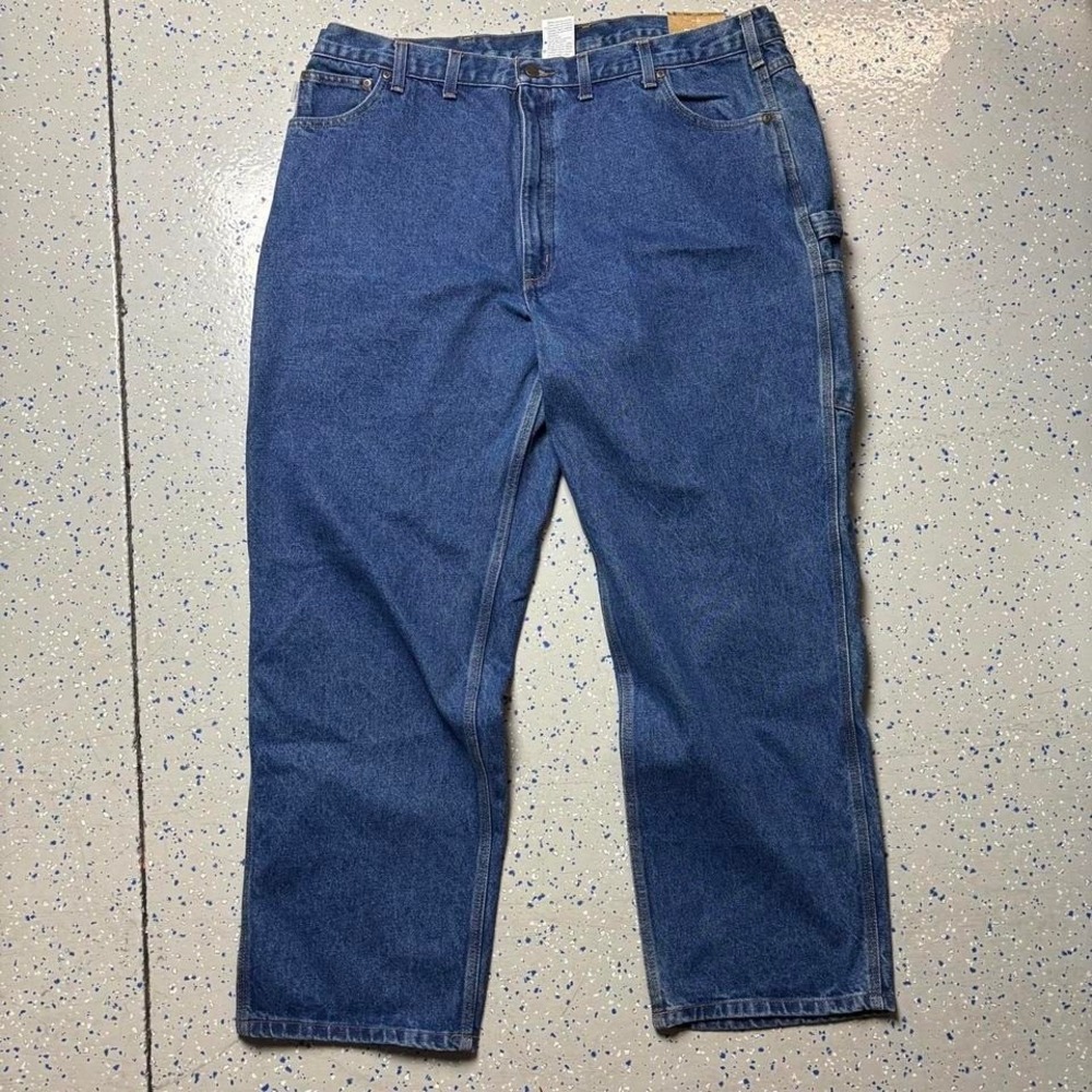 NWT Carhartt B171 DST Relaxed Fit Carpenter Jeans Mens 46x32 Blue Denim